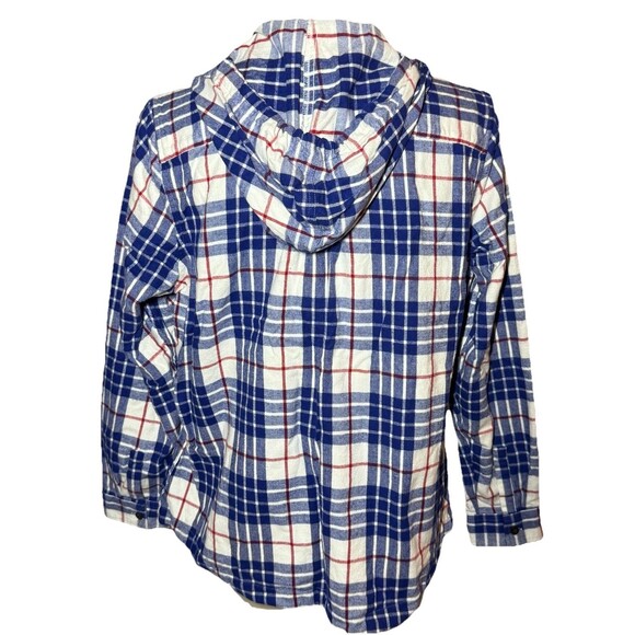 L.L. Bean Jacket Shacket Flannel Plaid Hoodie Sweater Relaxed Fit Women’s Size L - Picture 7 of 14